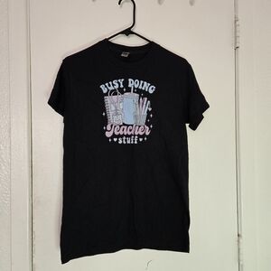 Black Graphic Tee with Teacher Design Tshirt